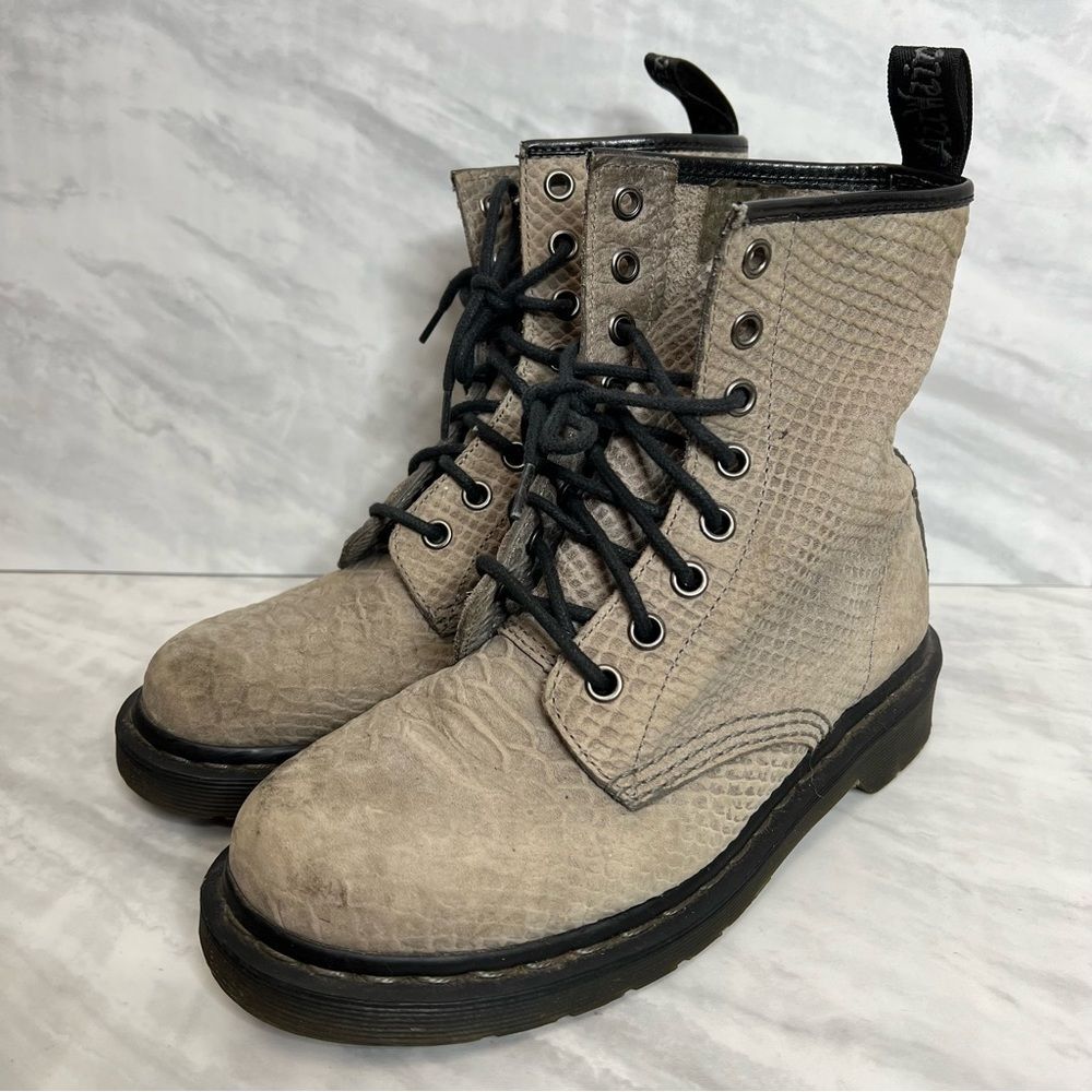 Dr Martens Python Embossed Grey Lace Up Boots 5